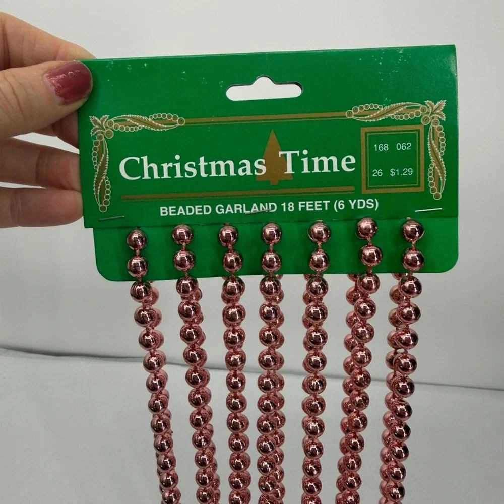 Beaded Garland Strands VTG Pink Metallic VTG Christmas Time Holiday Mixed LOT